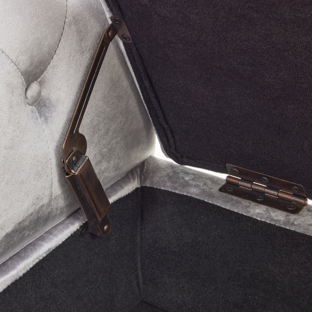 Velvet Multifunctional Storage Rectangular ottoman bench with 1 Pillow, grey - V.I.P Digital Presence