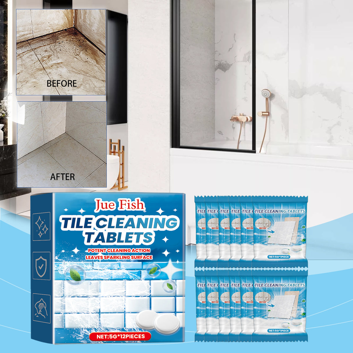 Ceramic Tile Cleaning Effervescent Tablet, Toilet Basin Wall Tile Decontamination And Descaling Brightening Cleaning Tablet - V.I.P Digital Presence