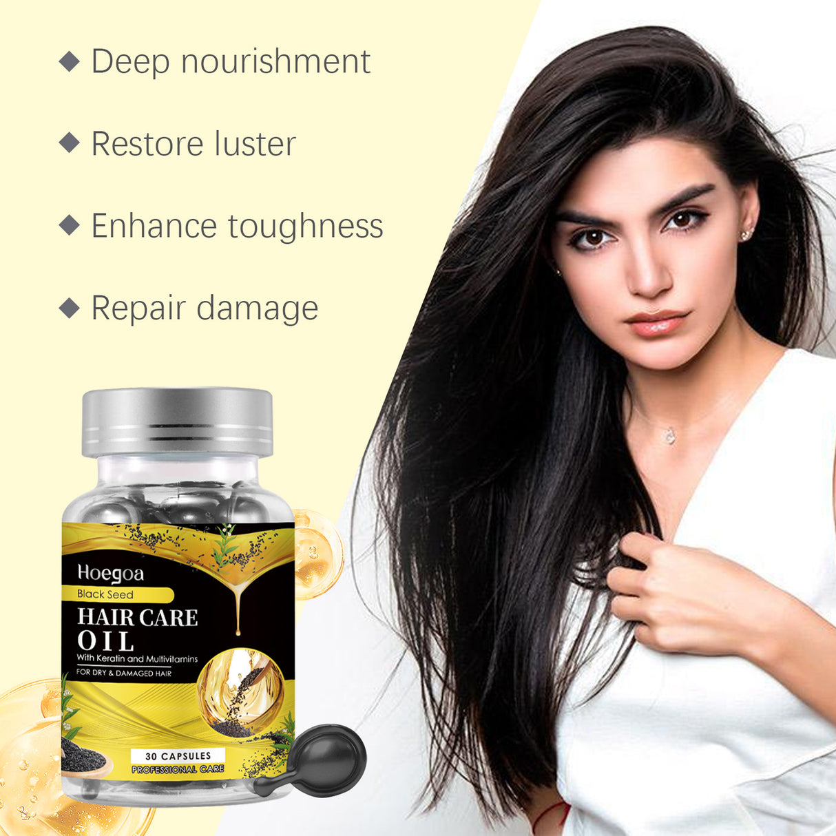 Black Sesame Oil Hair Care Capsules Nourish And Repair Dry Hair And Smooth Hair Care Essential Oil - V.I.P Digital Presence