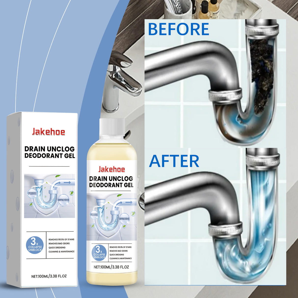 Pipe Unclog Deodorant Gel, Drain Pipe Unclog Deodorant Kitchen Toilet Pipe Cleaner - V.I.P Digital Presence