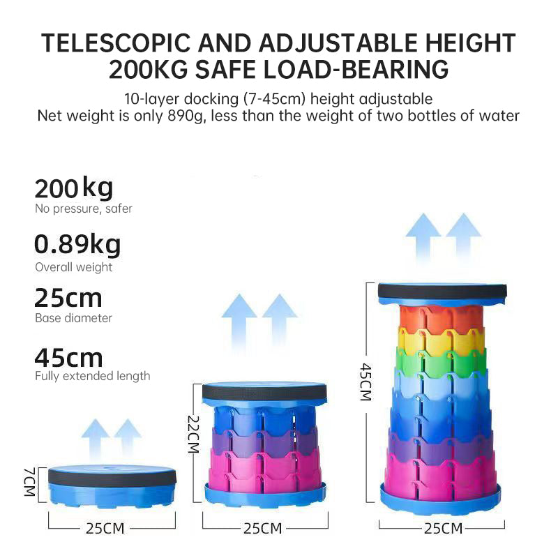 400lbs Capacity Heavy - Duty Folding Stool. Collapsible, Telescoping, Portable. Ideal for Camping & Fishing. - V.I.P Digital Presence