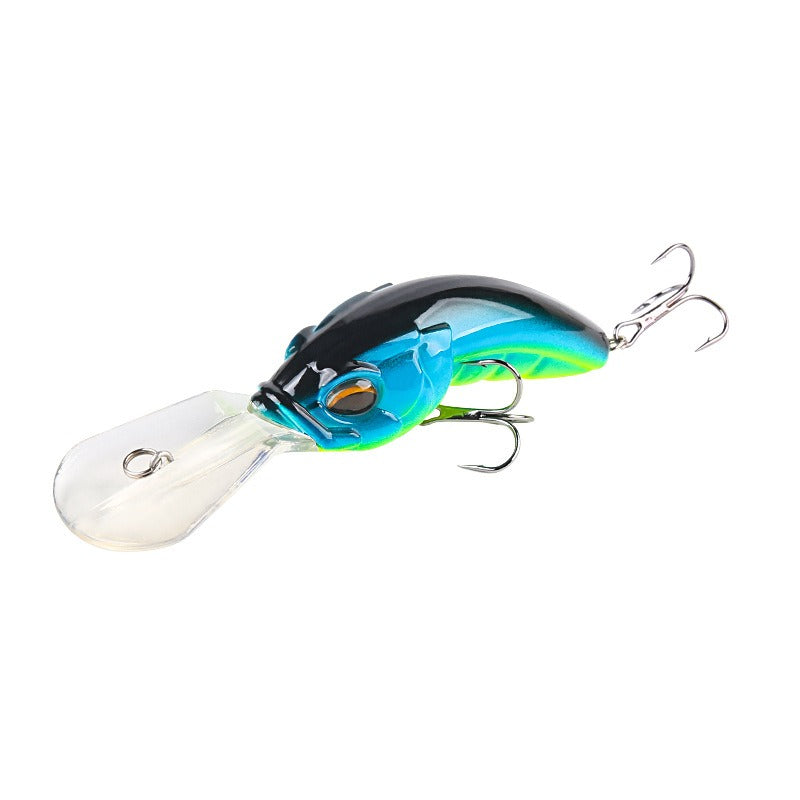 Wide Tongue Deep Dive ABS Rock Mino 10.4cm 14.5g Bead+Enhanced Three Hook Simulated Worm shaped Fake Bait