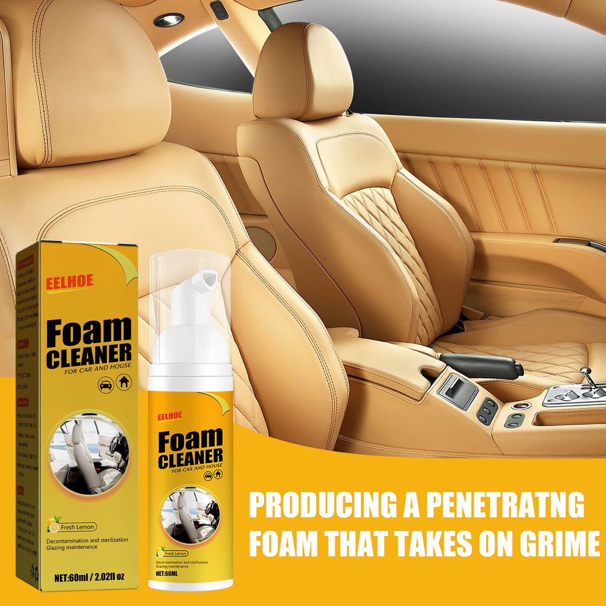 Multi-Purpose Foam Cleaner, Leather Seat Foam Head Cleaner Car Interior Decontamination Cleaning - V.I.P Digital Presence