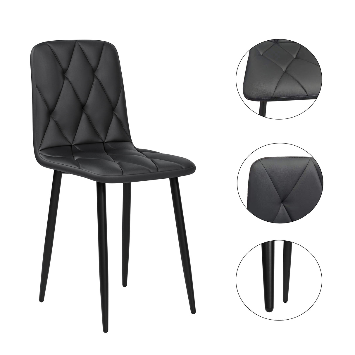 Dining Chairs Set of 4, Modern Kitchen Dining Room Chairs, PU Dining Chair Upholstered Cushion Seat and Sturdy Metal Legs - V.I.P Digital Presence