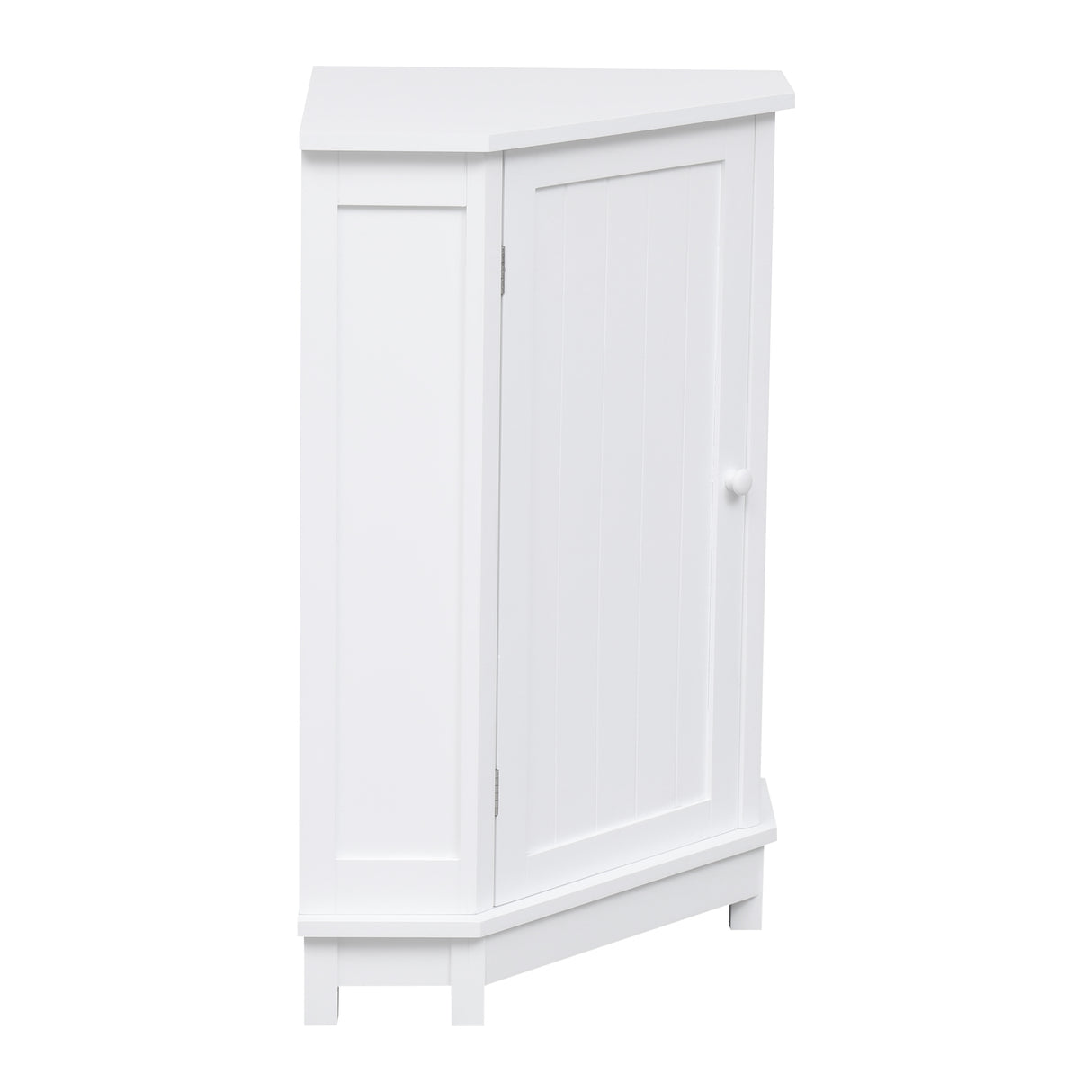 White Bathroom Cabinet Triangle Corner Storage Cabinet with Adjustable Shelf Modern Style MDF Board - V.I.P Digital Presence