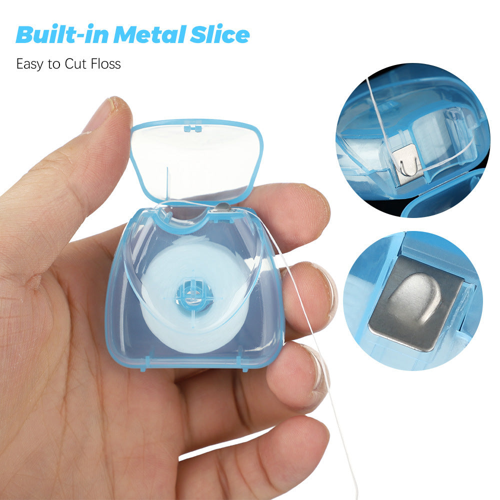 50m Mint-Flavored Dental Floss Blue Triangle Boxed Disposable Dental Floss Stick Tooth Cleaning Portable Floss Roll - V.I.P Digital Presence
