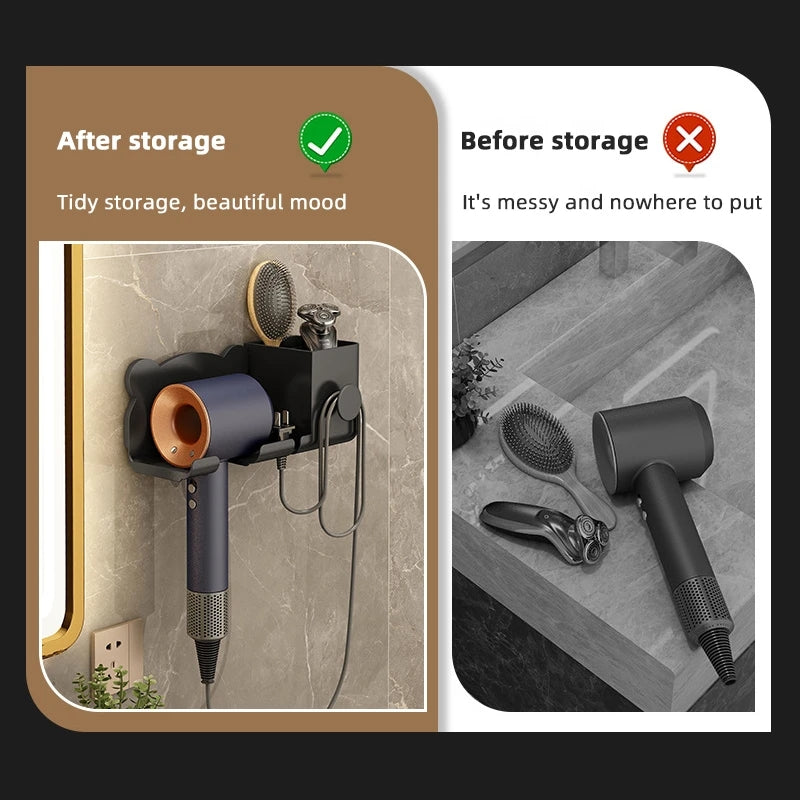 Hair Dryer Rack Bathroom Comb Shaver Face Washing Milk Wall Hanging Storage Rack - V.I.P Digital Presence