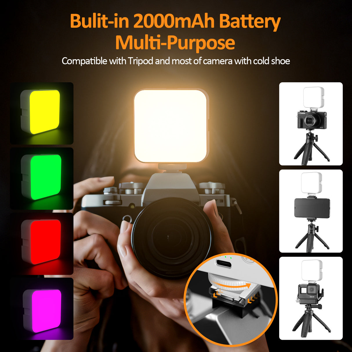 Camera pocket light atmosphere mini RGB mobile phone fill light live VLOG video conference photography light - V.I.P Digital Presence