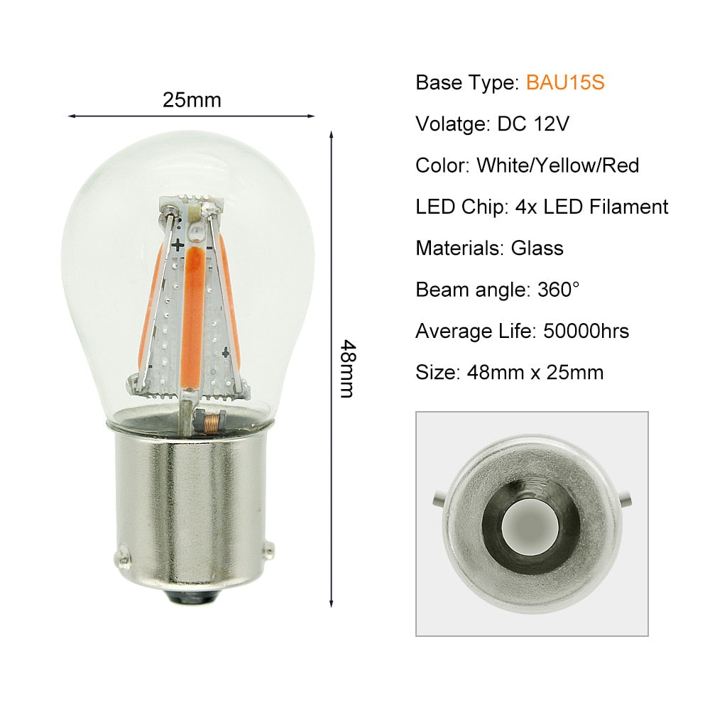 1pcs 1156 P21W BA15S 1157 BAY15D COB LED Filament Chip Car Brake Lights Auto Reverse Bulb Parking Lamp 12V Red White Yellow - V.I.P Digital Presence