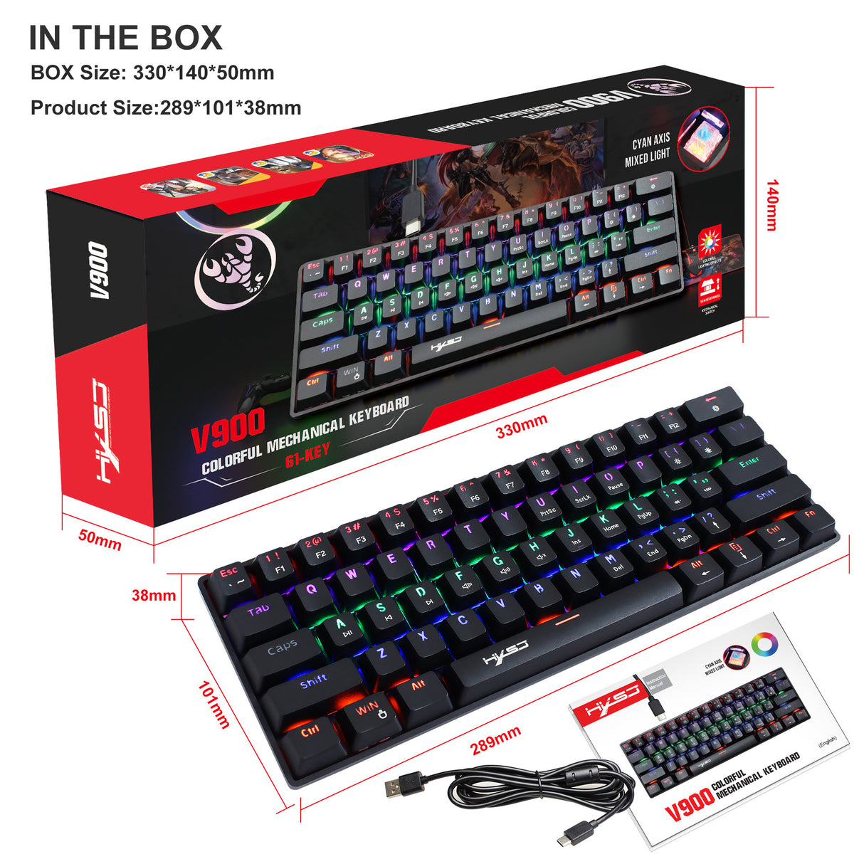 Mechanical 61 keyboard wired blue axis office keyboard gaming gaming illuminated RGB mechanical keyboard - V.I.P Digital Presence