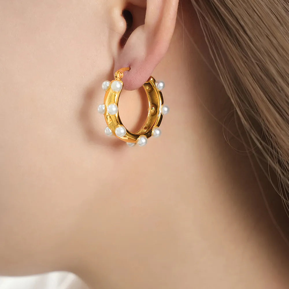 Synthetic Pearl 18K Gold-Plated Earrings - V.I.P Digital Presence