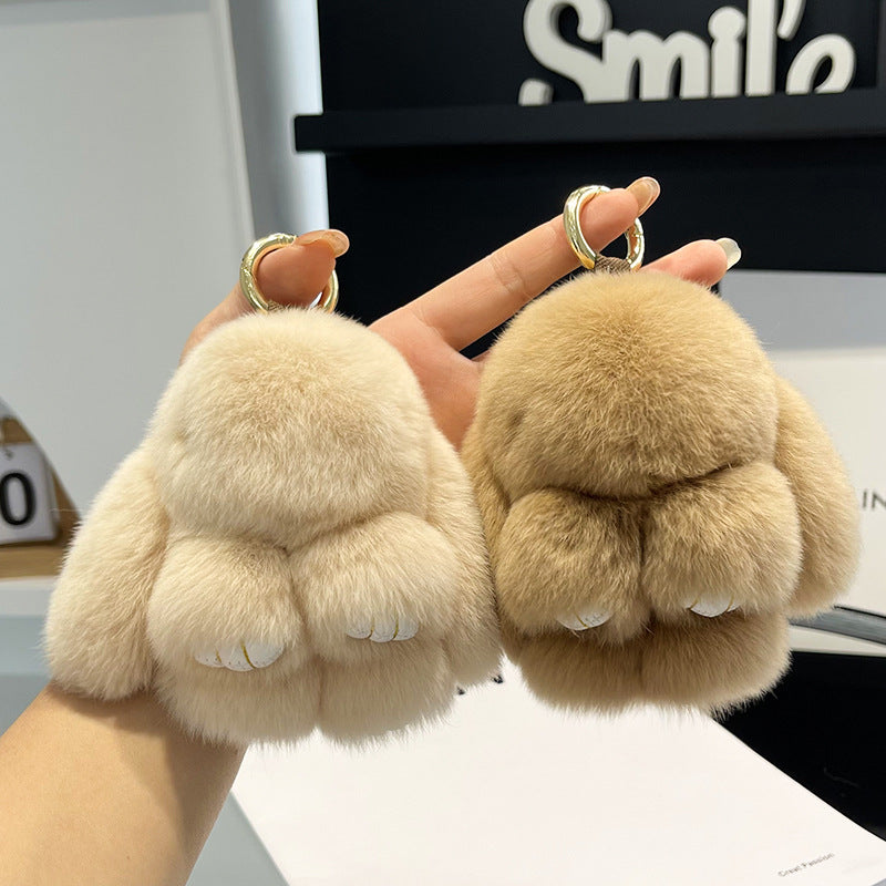 Cute Rex Rabbit Fur Doll Bunny Car Keychain Pendant Mini Bag Plush Dead Ornament Rabbit - V.I.P Digital Presence