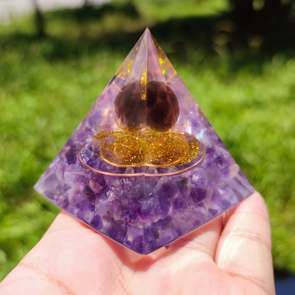 8cm foreign trade same style crystal ball pyramid crystal crushed stone drip resin pyramid ornament - V.I.P Digital Presence