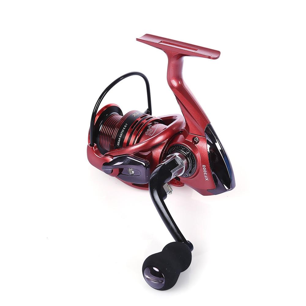 YUMOSHI 13+1BB Full Metal Spinning Fishing Reel 4.7:1/5.5:1 Gear Ratio Pesca Aluminum Spool Tackle With Foldable Handle