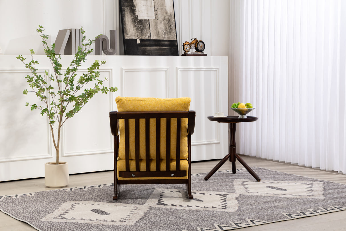 woven fabric Mid Century Modern Accent Chairs Comfy Upholstered Glider Arm Chair with Solid Wood for Living Room Bedroom Balcony - V.I.P Digital Presence