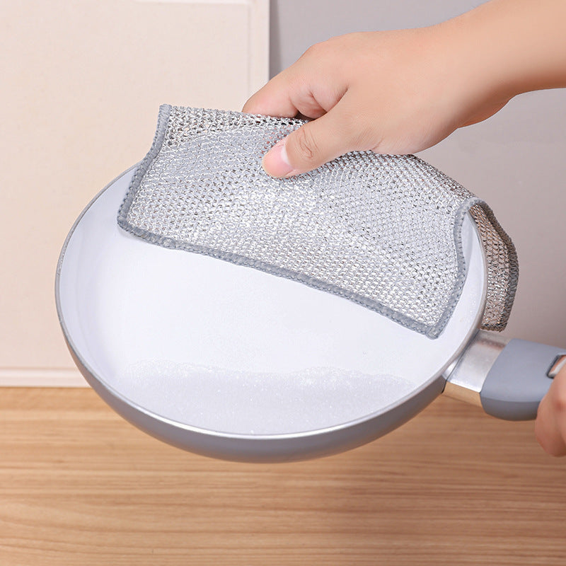 Steel Wire Dishcloth for Home Use, Non-Greasy Steel Wool Scrubbing Cloth, Kitchen Cleaning Cloth, Easy to Clean Silver Wire Rag - V.I.P Digital Presence