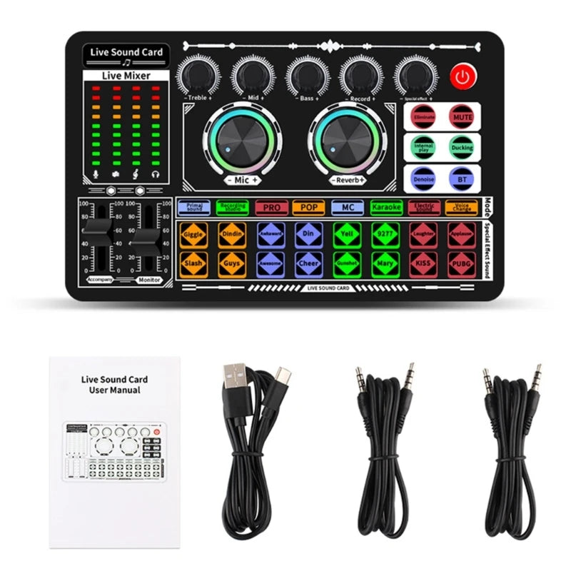 F999 Mixer Podcast Sound Board Live Sound Card for Live Recording Home KTV - V.I.P Digital Presence
