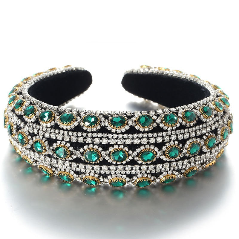 Heavy craftsmanship Baroque crystal headband with retro glass inlaid diamond hair accessories - V.I.P Digital Presence