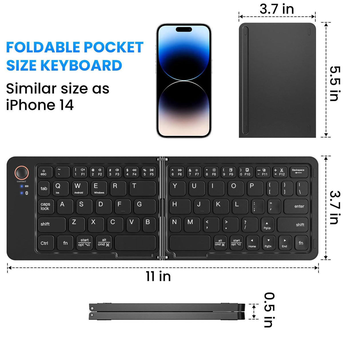 Ultra slim folding portable charging dual-mode Bluetooth keyboard with one click connection - V.I.P Digital Presence