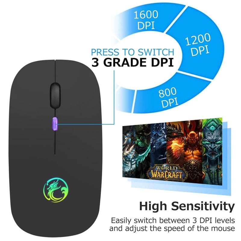 Wireless Mouse Bluetooth RGB Rechargeable Mouse Wireless Computer Silent Mause LED Backlit Ergonomic Gaming Mouse For Laptop PC - V.I.P Digital Presence