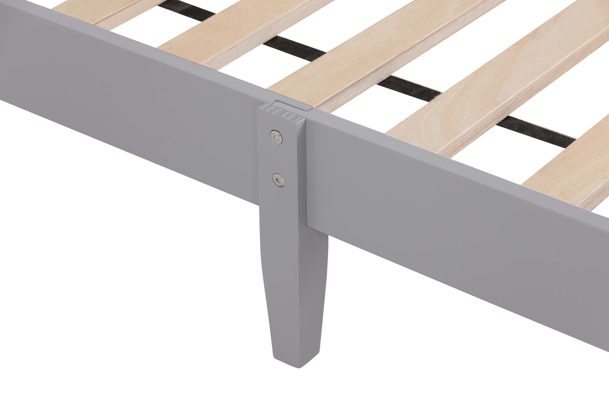 Twin Bed with Column-Decoration Headboard, with Bed Slats,Grey - V.I.P Digital Presence