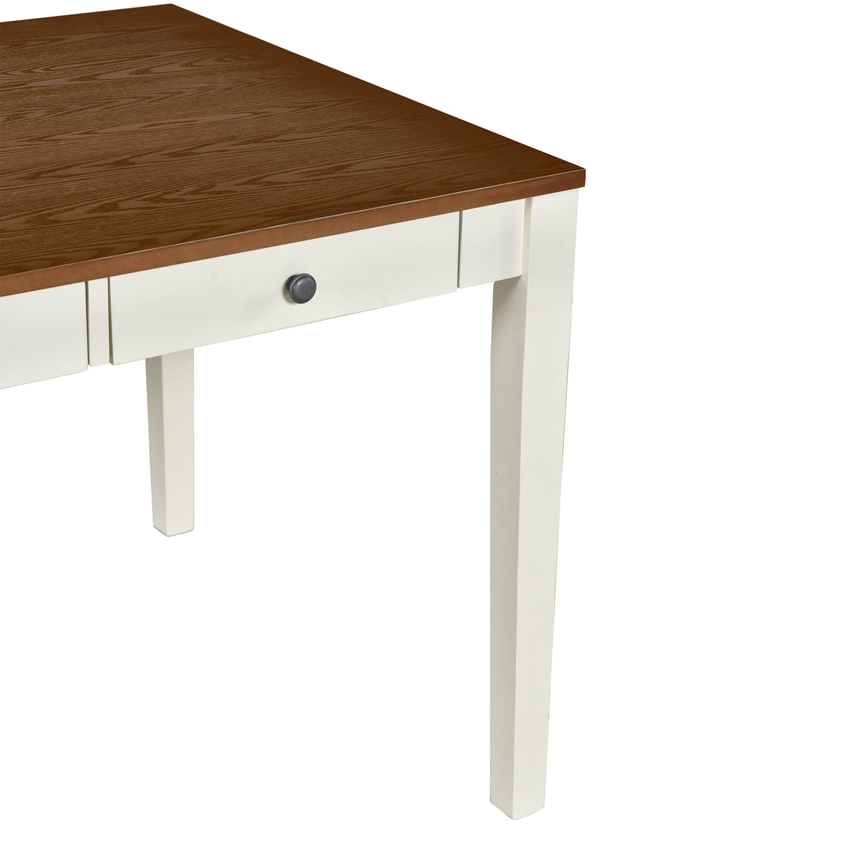 TOPMAX Mid-Century 6-Piece Wood Dining Table Set, Kitchen Table Set with Drawer Upholstered Chairs and Bench Butter Milk