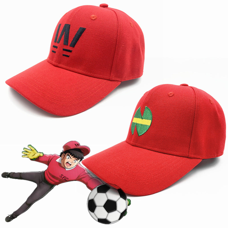 Anime soccer player hat embroidered red baseball cap duckbill cap - V.I.P Digital Presence