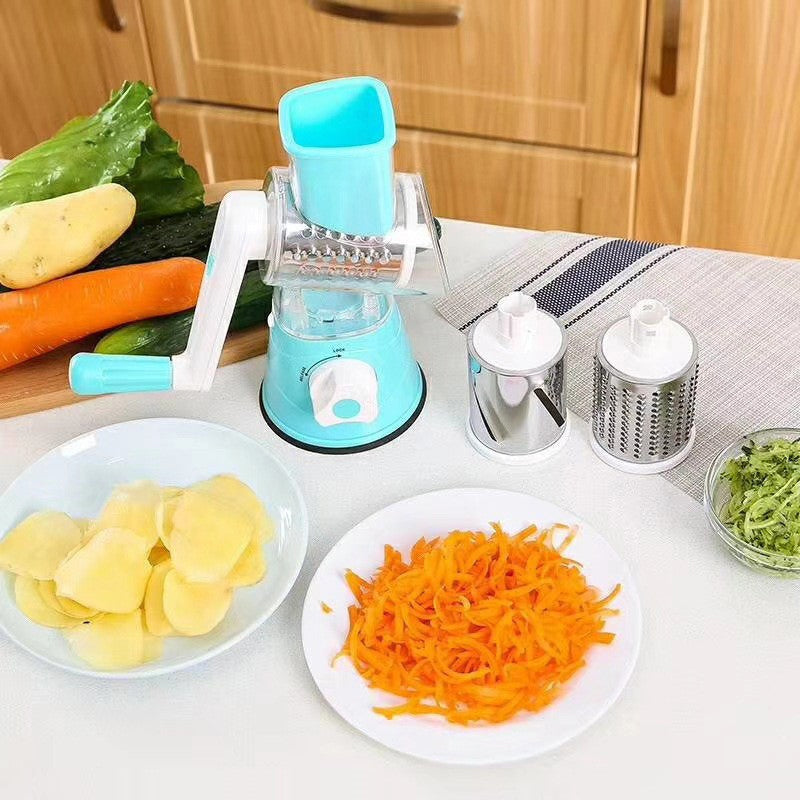 5-in-1 Cheese Grater: Gourmet, Rotary with Hand Crank, 10 Blades (3 Blades-C), for Cheese & Vegetable Slicing. - V.I.P Digital Presence