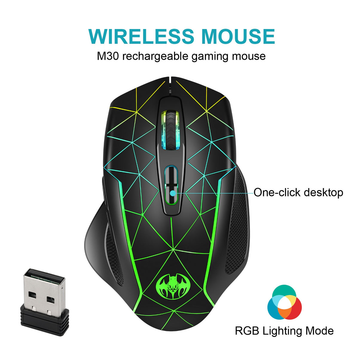 Wireless charging illuminated gaming mouse with anti sleep function automatic cursor movement to prevent computer screen lock - V.I.P Digital Presence