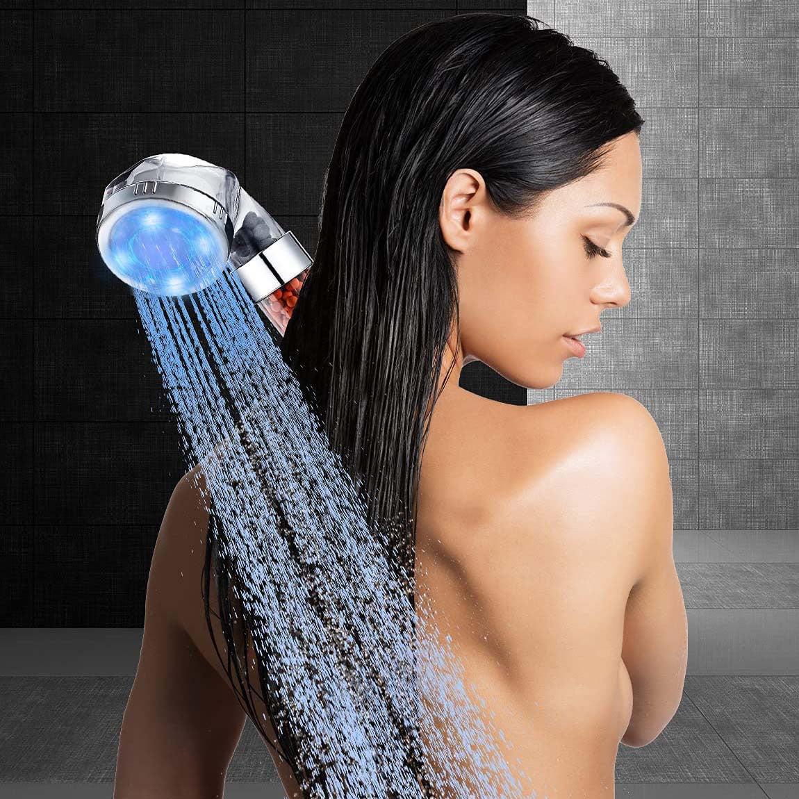 LED Luminous Colorful Shower Nozzle Negative Ion Self Generating Shower Head Three Color Temperature Controlled Led Handheld Shower - V.I.P Digital Presence