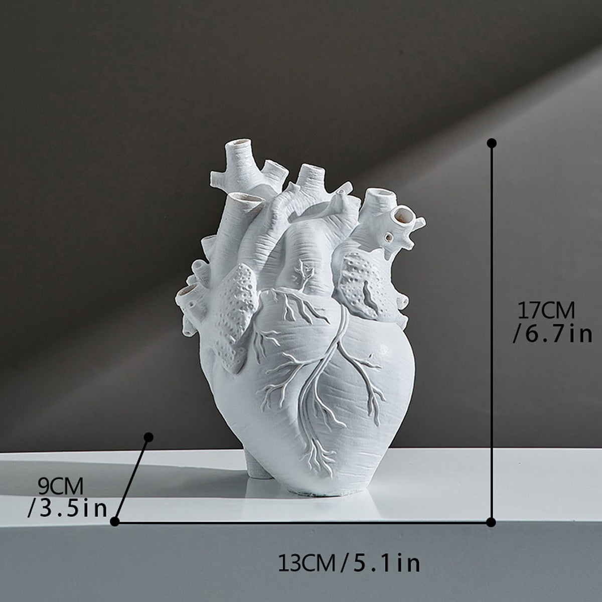 Heart-Shaped Flower Vase Resin Ornament Desktop Living Room Plant Pot Table Decoration Craft - V.I.P Digital Presence