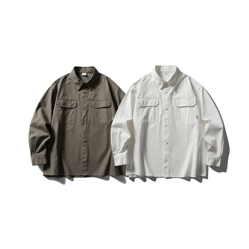 Pocket casual workwear shirt men's loose long sleeved shirt - V.I.P Digital Presence