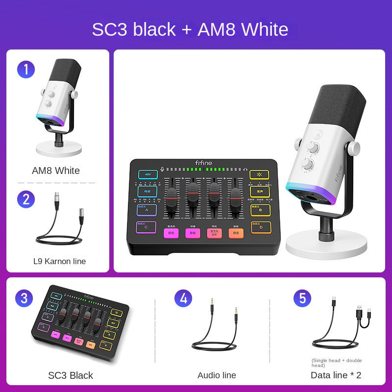 Fifine Game Live Streaming Equipment SC3 Full Set USB External Sound Card Microphone Desktop Karaoke - V.I.P Digital Presence