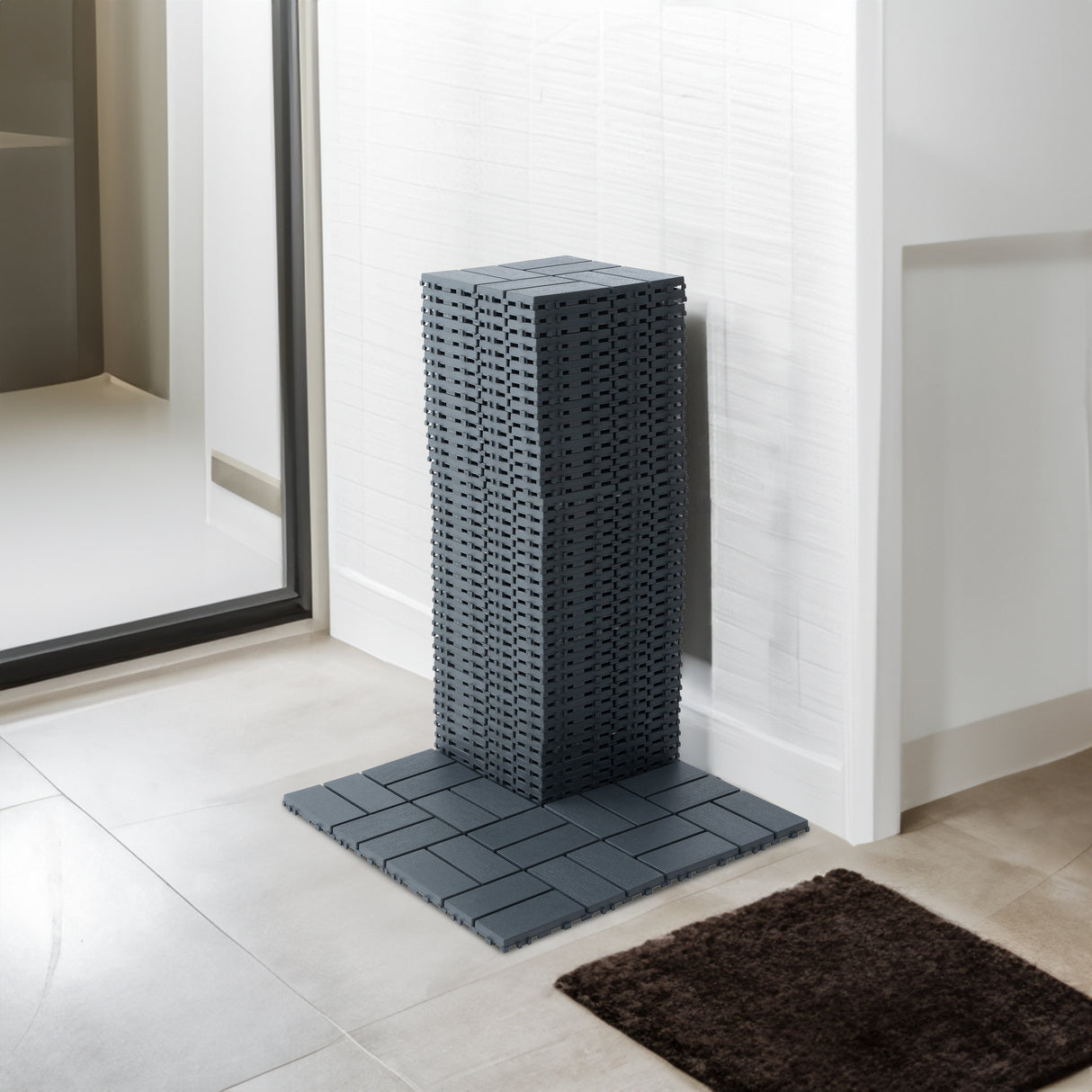 Plastic interlocking deck tiles, 44 terrace deck tiles, 12 "x12" square waterproof terrace floor tiles, gray - V.I.P Digital Presence