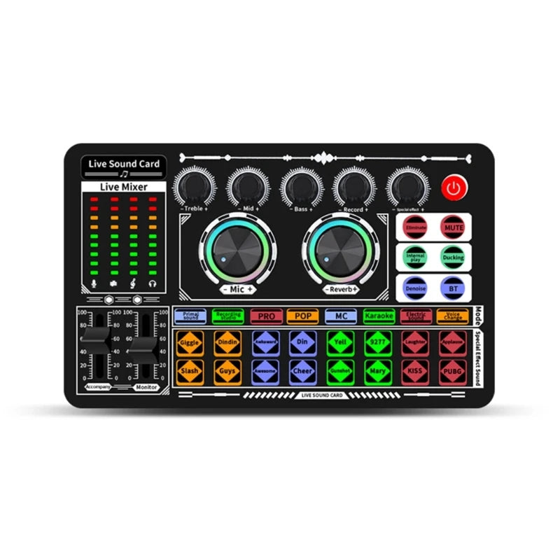 F999 Mixer Podcast Sound Board Live Sound Card for Live Recording Home KTV - V.I.P Digital Presence