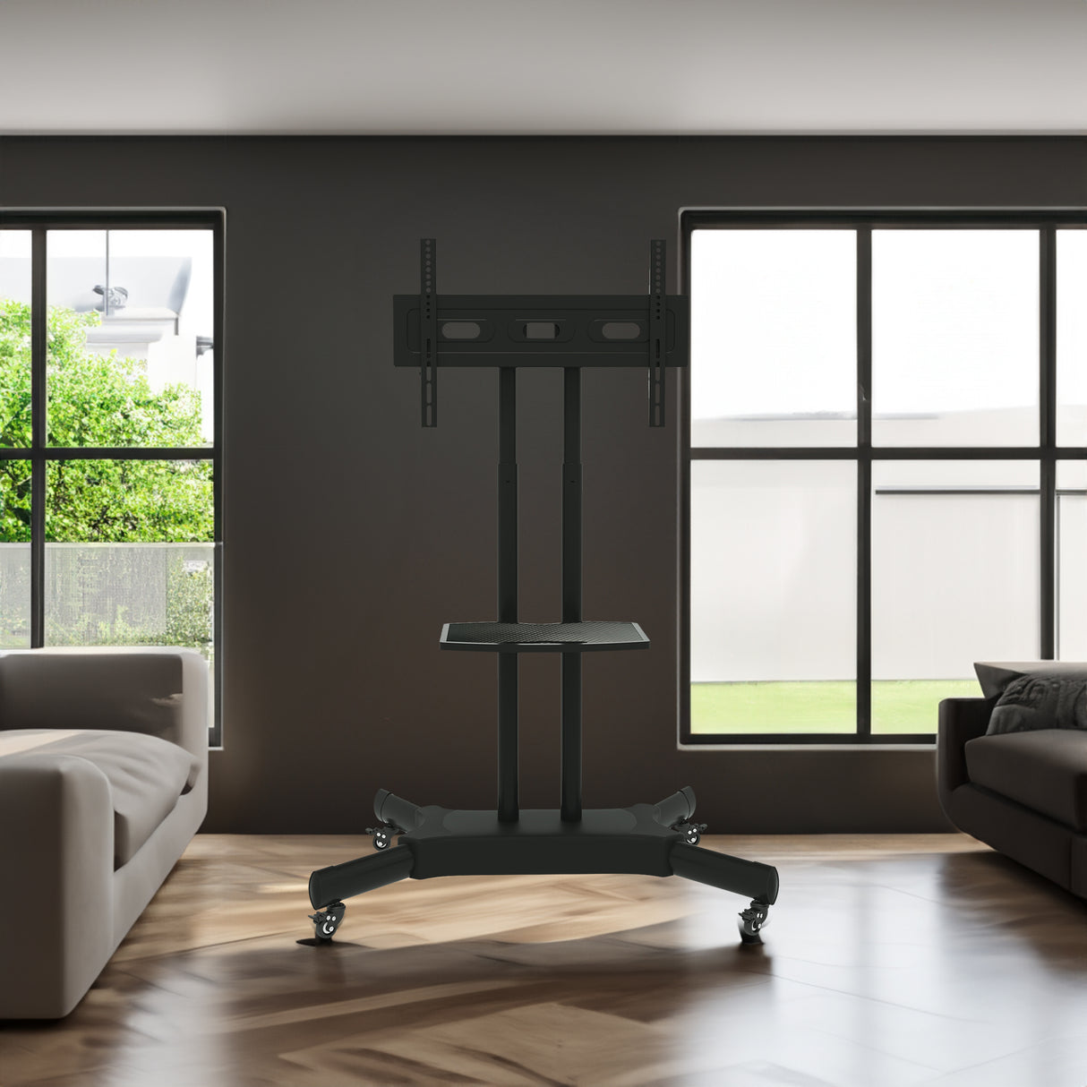 FANCO Universal Rotating TV Stand, suitable for 32-80 inch TVs, with adjustable tilt height and maximum VESA 600x400mm (black) - V.I.P Digital Presence