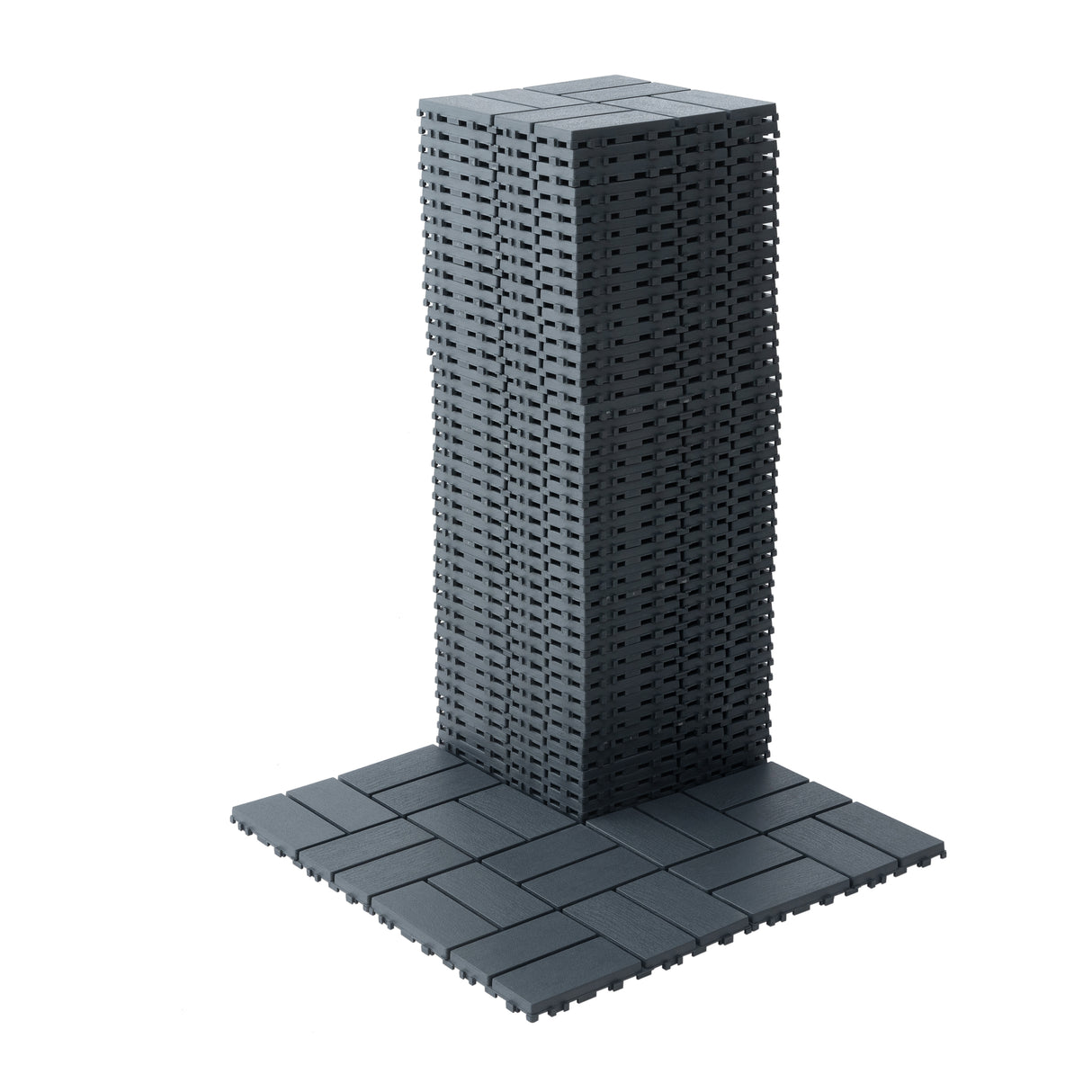 Plastic interlocking deck tiles, 44 terrace deck tiles, 12 "x12" square waterproof terrace floor tiles, gray - V.I.P Digital Presence
