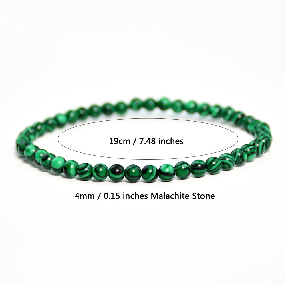 Vintage malachite beaded bracelet stacking style green bracelet men and women elastic jewelry - V.I.P Digital Presence