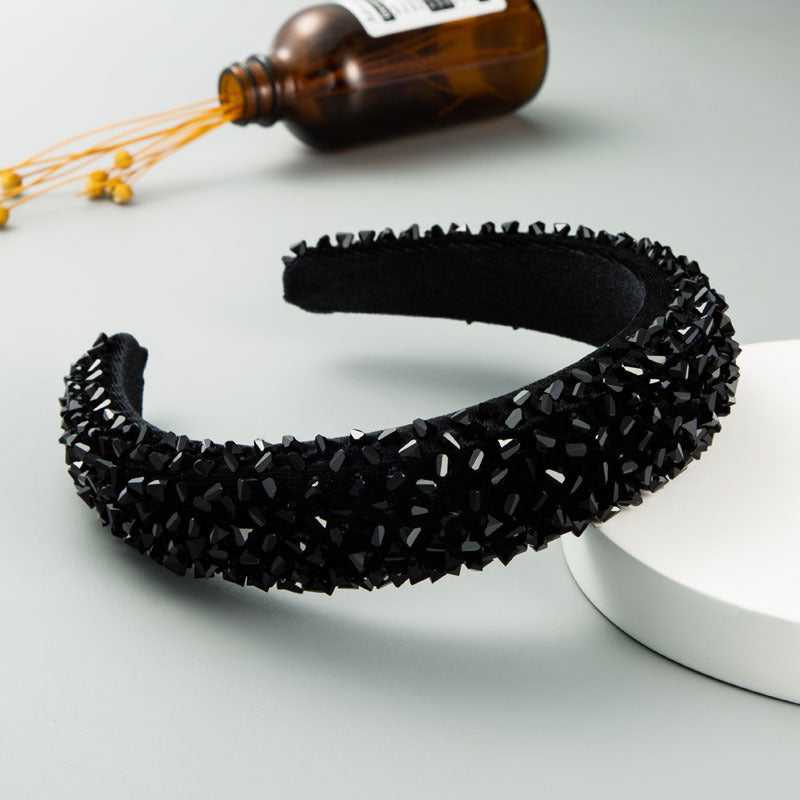 New Baroque Headband Feminine Color Hand-Stitched Glass Bead Headband Thin Sponge Headband - V.I.P Digital Presence