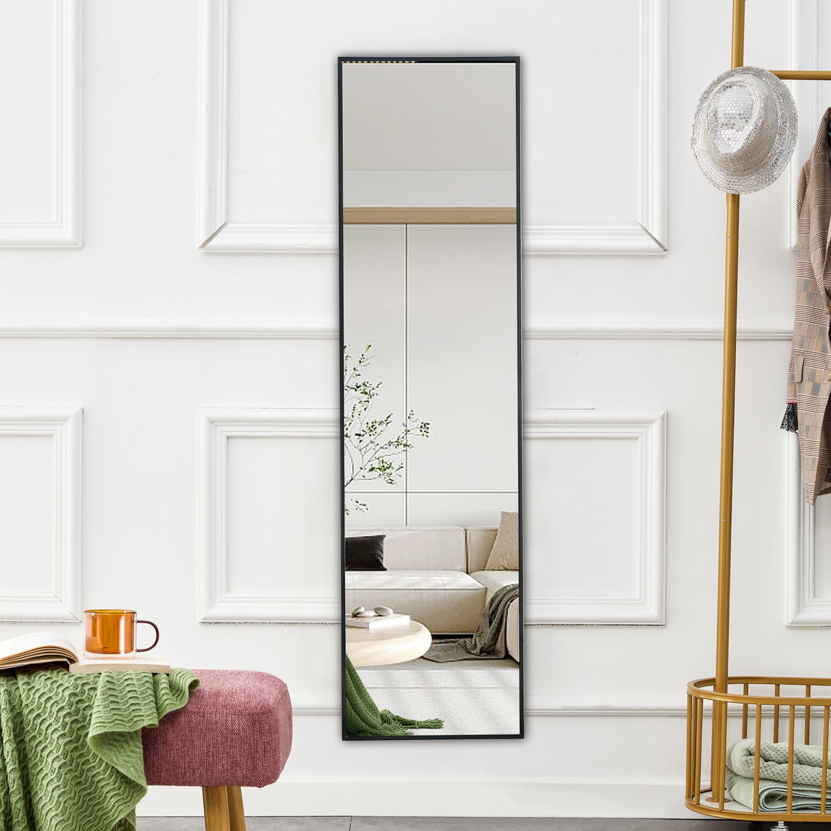 Aluminum alloy metal frame wall mounted full-length mirror black 65 * 23“ - V.I.P Digital Presence