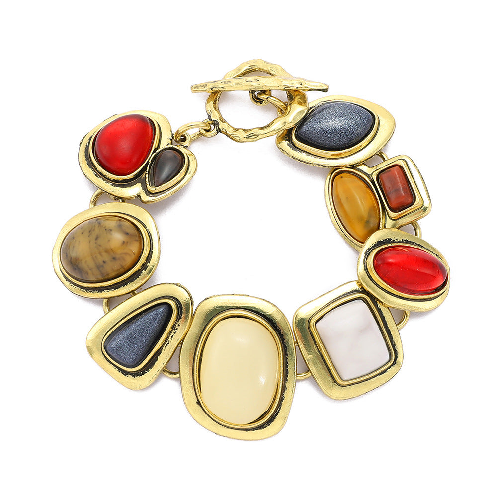 Colorful natural stone crystal glass exaggerated bracelet women's high-end accessory - V.I.P Digital Presence