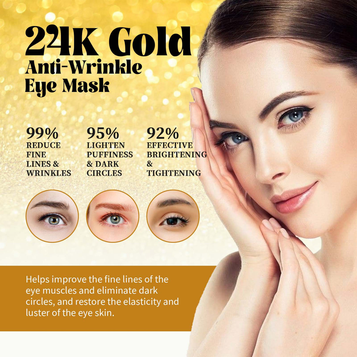 24K Gold Anti-Wrinkle Eye Mask, Moisturizing And Improving Eye Lines Brightening And Moisturizing Eye Skin Eye Care - V.I.P Digital Presence