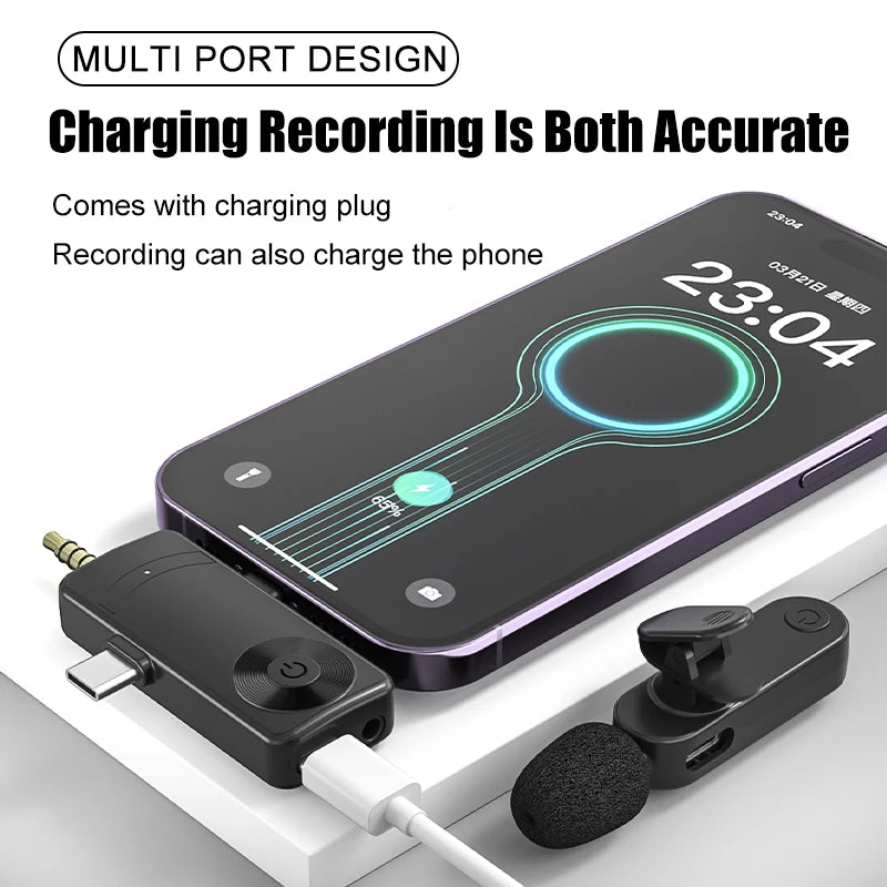 3 In 1 Wireless Lavalier Microphone Plug And Play Intelligent Noise Reduction Mini Mic For iPhone Android Live Broadcast - V.I.P Digital Presence