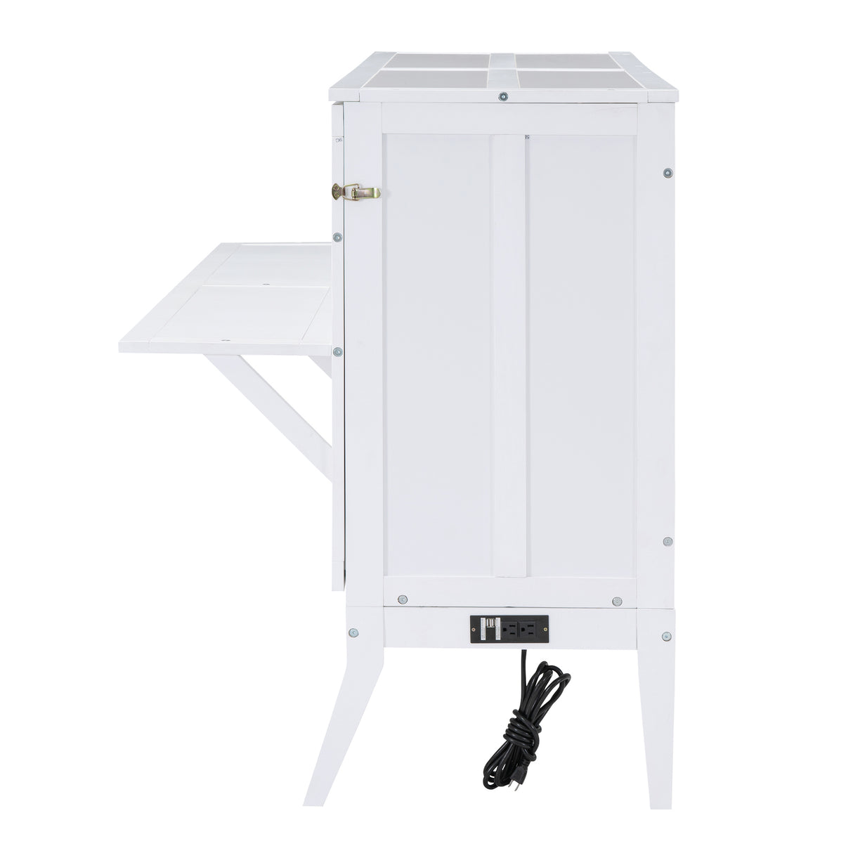 Queen Size Murphy Bed with Built-In Charging Station and a Shelf White