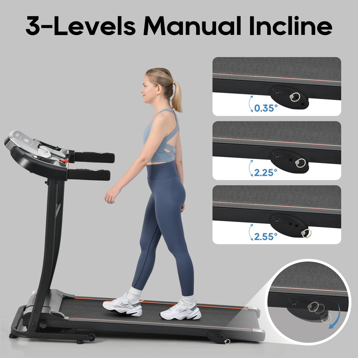 Home folding treadmill with pulse sensor, 2.5-horsepower silent brushless motor, 3-level tilt, 12 preset programs - V.I.P Digital Presence