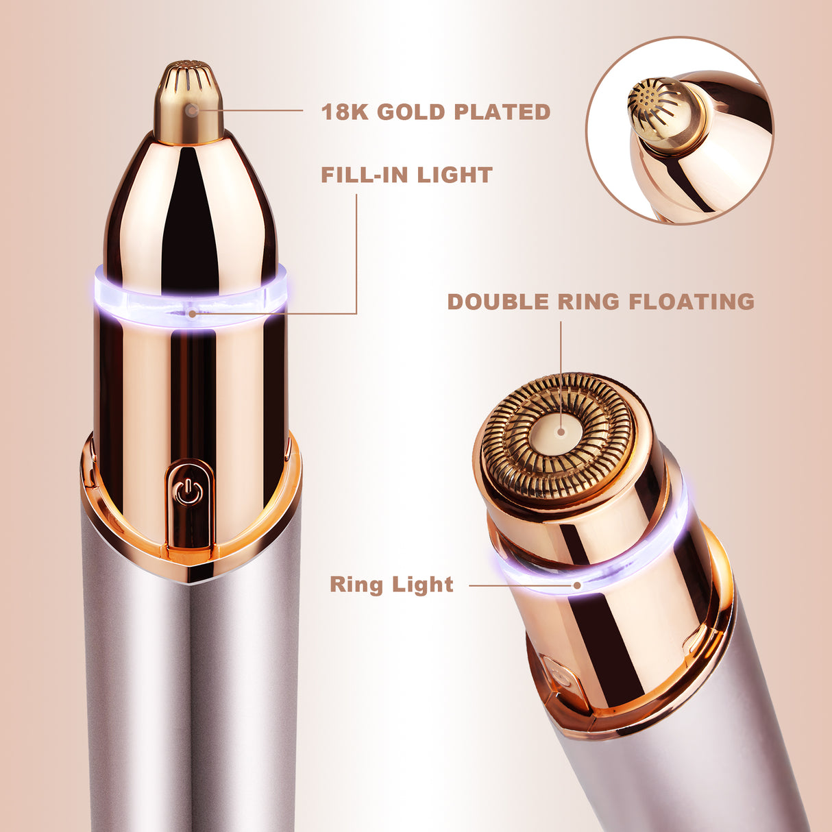 Rechargeable Eyebrow and Facial Hair Remover for Women 2 in 1 Razor with Built-in LED Light for Painless Hair Removal - V.I.P Digital Presence