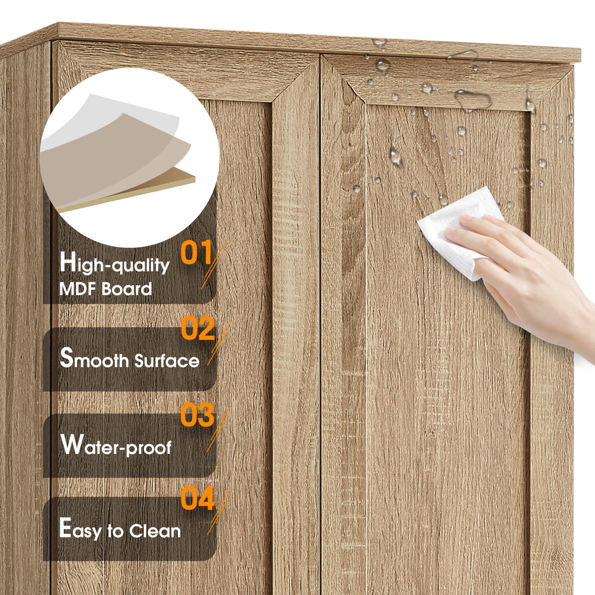 Storage Cabinet with Two Doors for Bathroom, Office, Adjustable Shelf, MDF Board, Brown - V.I.P Digital Presence
