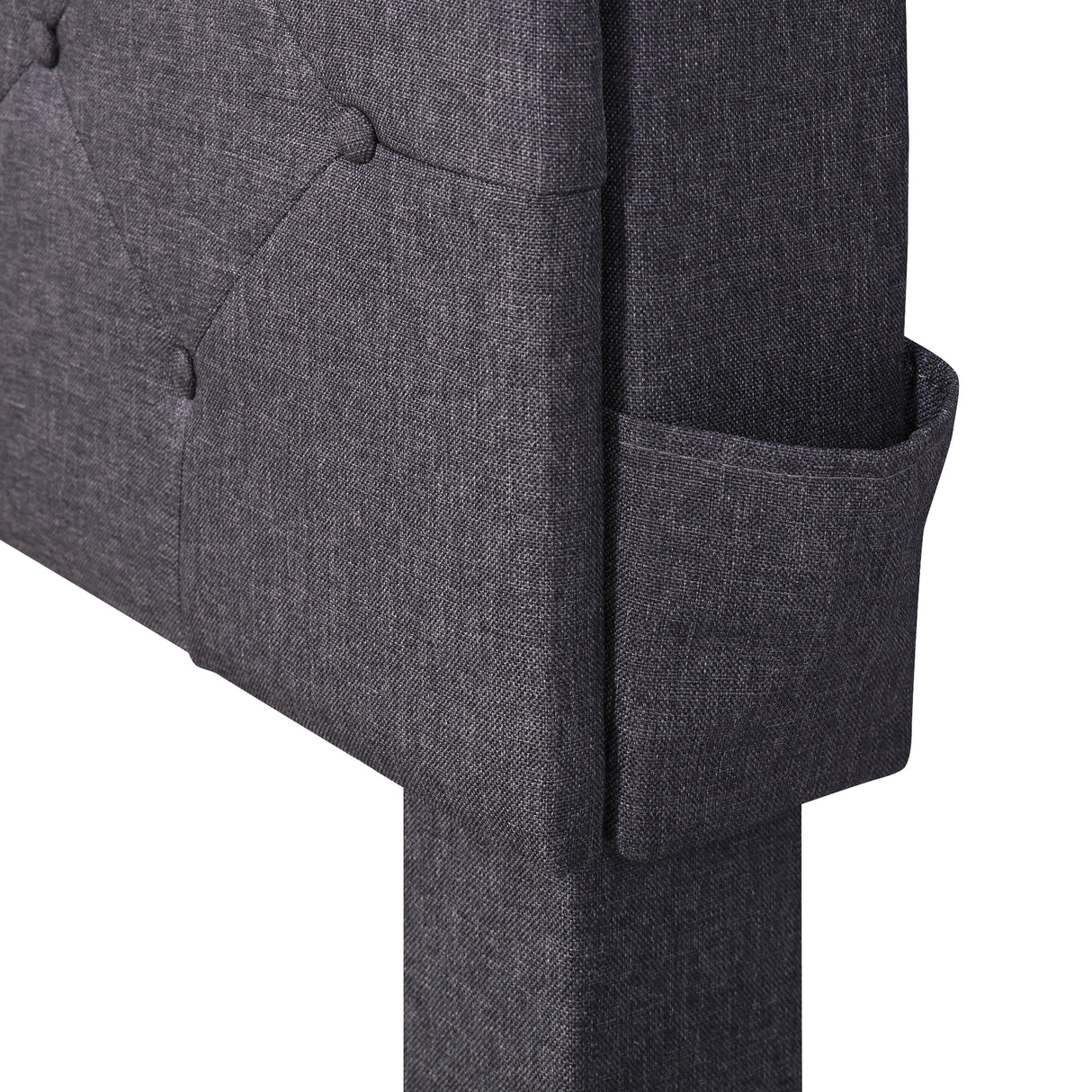 Queen Size Upholstered Platform Bed with Storage Headboard, LED, USB Charging and 2 Drawers Dark Gray