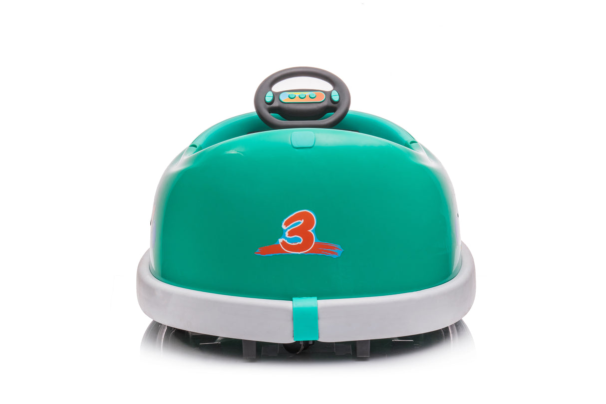 Bumper Car for Kids, 12v Dual Drive 1-6 Years Old Children's Electric Car with Pushrod Dinner Plate Music Rocking Horse