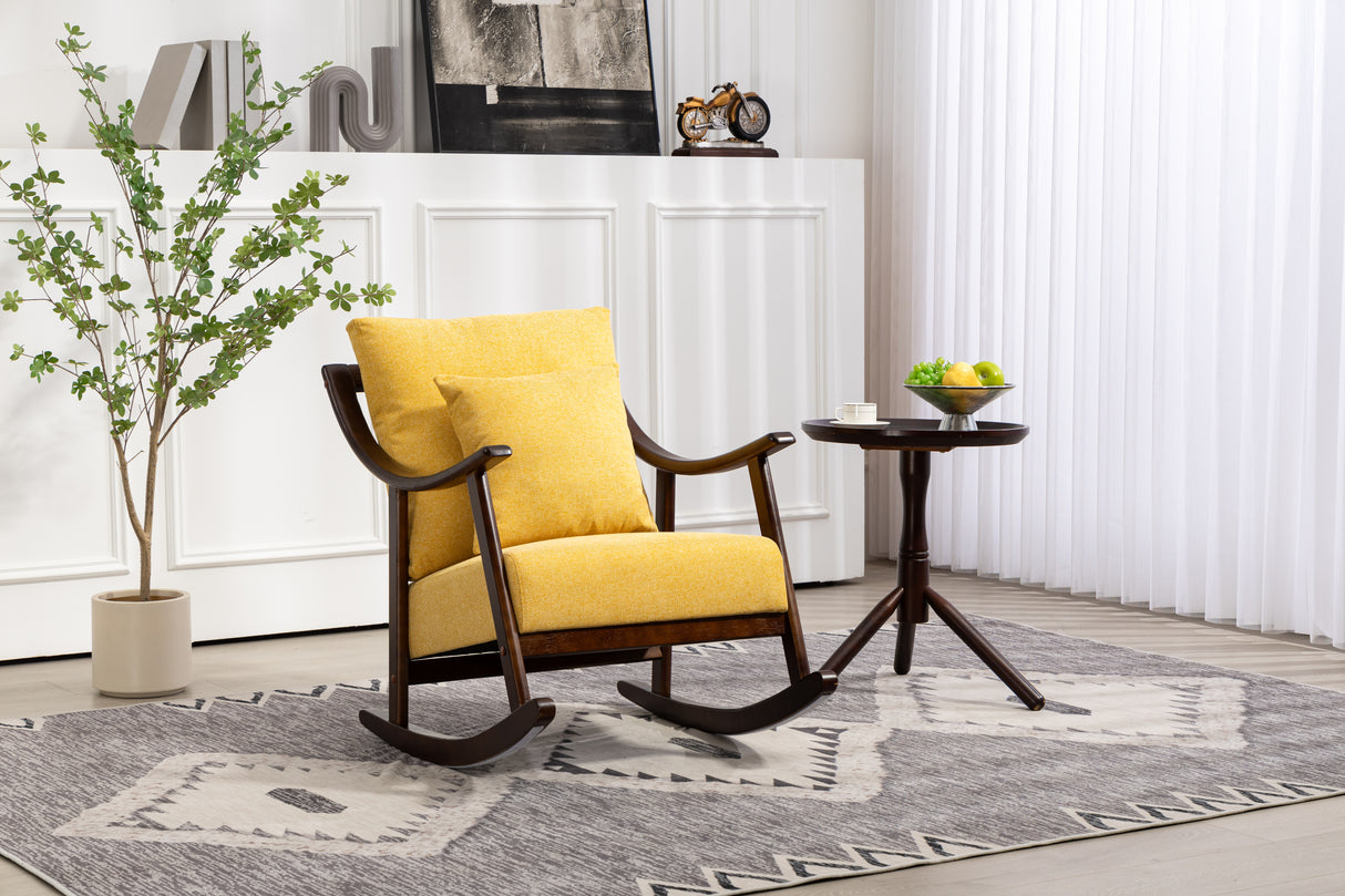 woven fabric Mid Century Modern Accent Chairs Comfy Upholstered Glider Arm Chair with Solid Wood for Living Room Bedroom Balcony - V.I.P Digital Presence